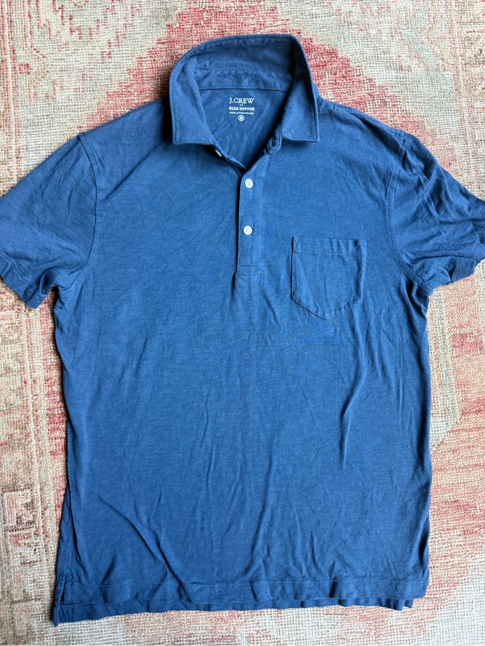 J. Crew Men's Indigo Polo Shirt with Chest Pocket